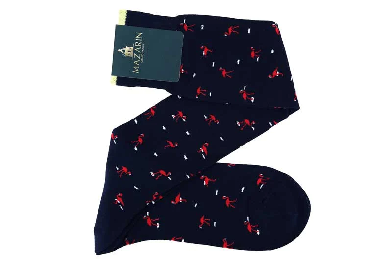 Chaussettes en fil d’Écosse bleu à flamants rouges