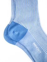 Chaussettes en fil d’Écosse bleu bleuet à rayures blanches transat