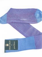 Chaussettes en fil d’Écosse bleu ciel et framboise vanisé