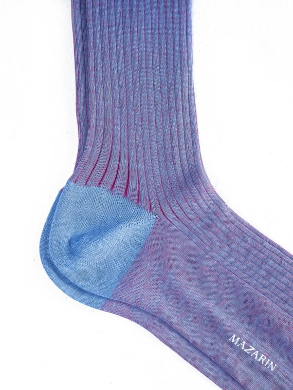 Chaussettes en fil d’Écosse bleu ciel et framboise vanisé