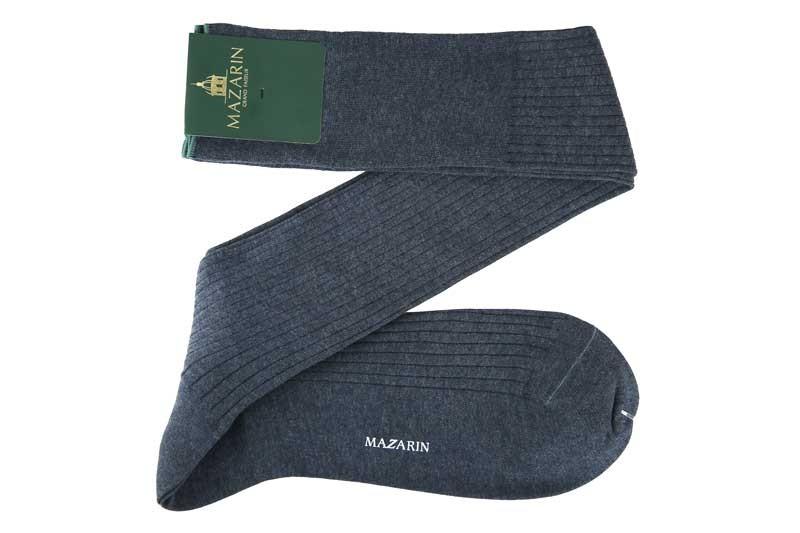 Chaussettes en fil d'Écosse bleu et gris uni