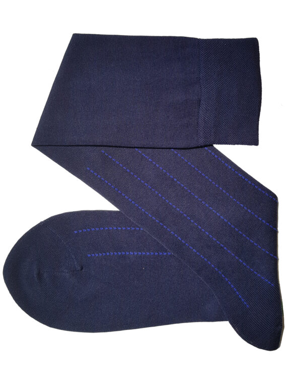 Chaussettes en fil d’Écosse bleu marine à rayures bleu royal