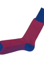 Chaussettes en fil d'Écosse bleu royal et rouge Pied-de-poule