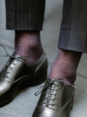 Chaussettes en fil d’Écosse gris anthracite et aubergine vanisé (2)