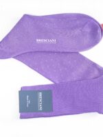 Chaussettes en fil d’Écosse lilas à pois beiges