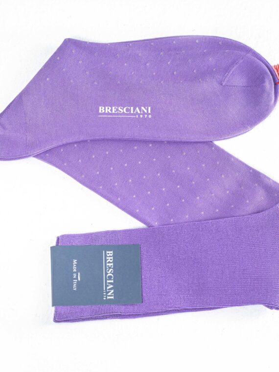 Chaussettes en fil d’Écosse lilas à pois beiges