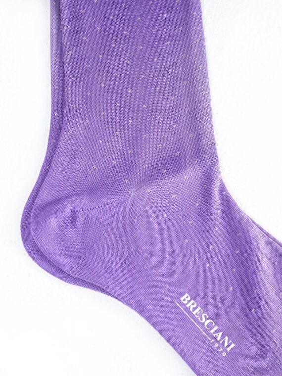 Chaussettes en fil d’Écosse lilas à pois beiges