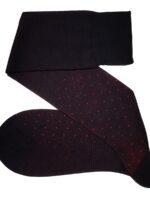 Chaussettes en fil d’Écosse noir à pois rouges