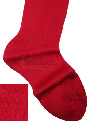 Chaussettes en fil d'Écosse rouge bordeaux texturé en diamant