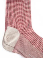 Chaussettes en fil d'Écosse rouge et beige Pied-de-poule