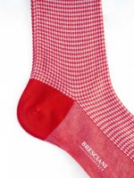 Chaussettes en fil d'Écosse rouge et blanc Coquelicot Pied-de-poule