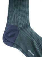 Chaussettes en fil d'Écosse vert académie et bleu marine Pied-de-poule