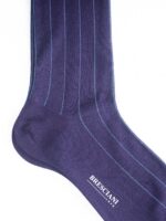 Chaussettes en fil d’Écosse violet à rayures bleues claires