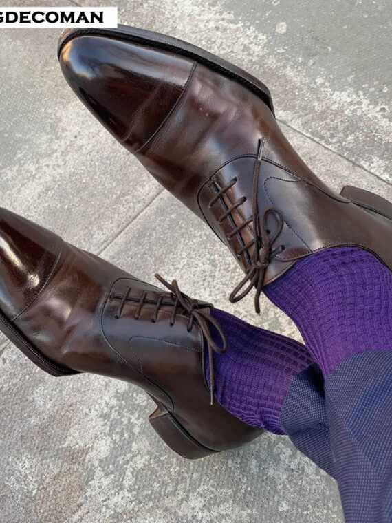 Chaussettes en fil d’Écosse violet texturé brique