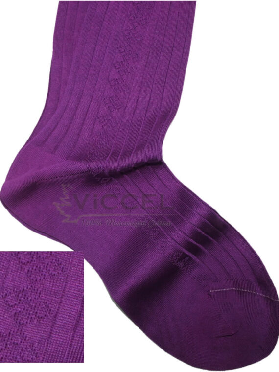 Chaussettes en fil d’Écosse violet texturé en diamant