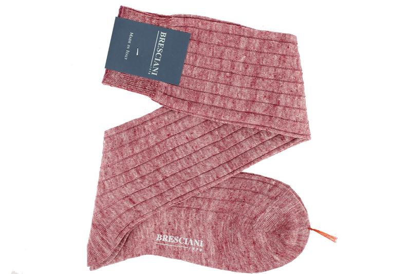 Chaussettes en lin vieux rose uni