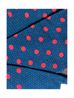 Chaussettes en fil d’Écosse bleu marine à pois rouges meshdot (2)