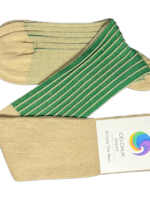 Chaussettes en fil d’Écosse brun vanisé à rayures vert organic