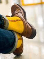 Chaussettes en fil d’Écosse jaune étamine uni