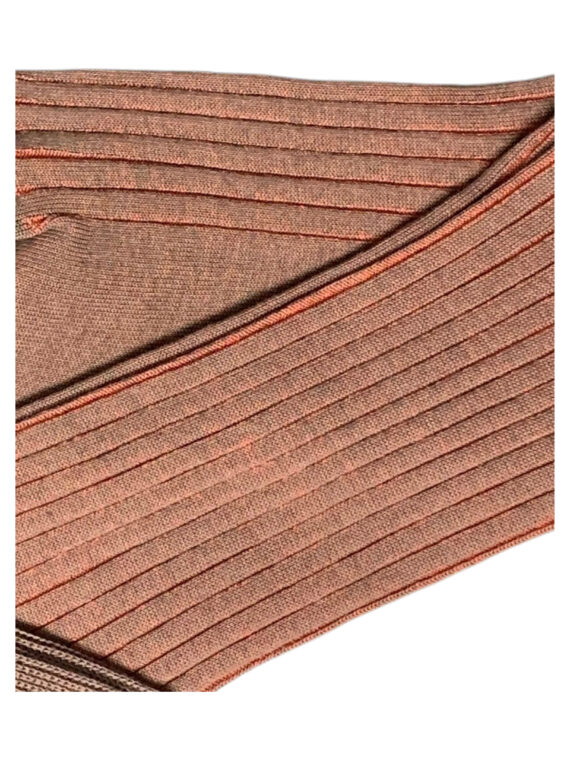 Chaussettes en fil d’Écosse marron taba vanisé à rayures rouges