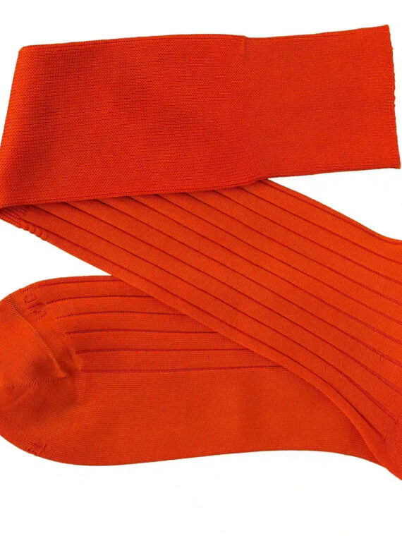 Chaussettes en fil d’Écosse orange uni