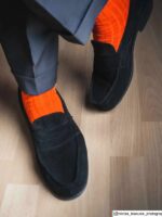 Chaussettes en fil d’Écosse orange uni