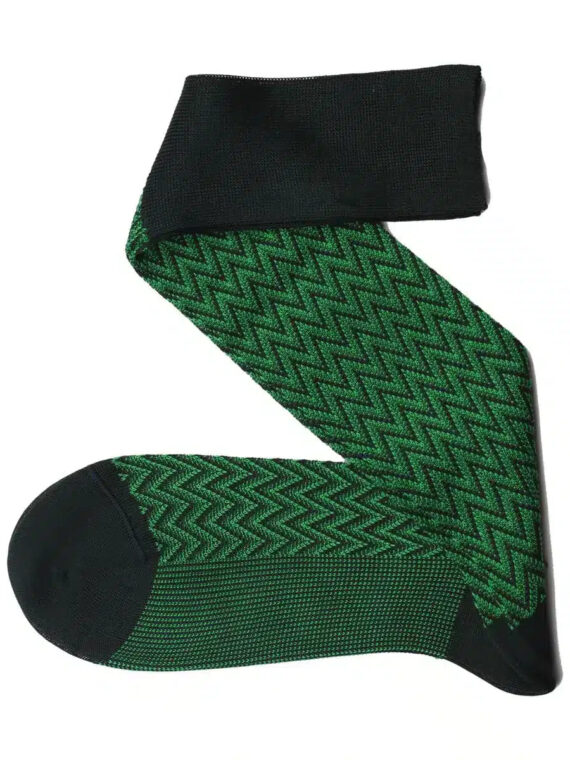 Chaussettes en fil d’Écosse vert clementsen chevron