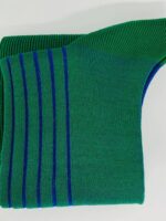 Chaussettes en fil d’Écosse vert organic vanisé à rayures bleu royal