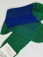 Chaussettes en fil d’Écosse vert organic vanisé à rayures bleu royal